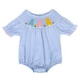 thumbnail image 2 of LRen Easter Outfit Baby Girl Easter Romper Dress Ruffle Bunny Eggs Print Jumpsuit Bodysuit Easter Gifts for Toddlers Spring Clothes,Sky Blue,0-3 Months, 2 of 8