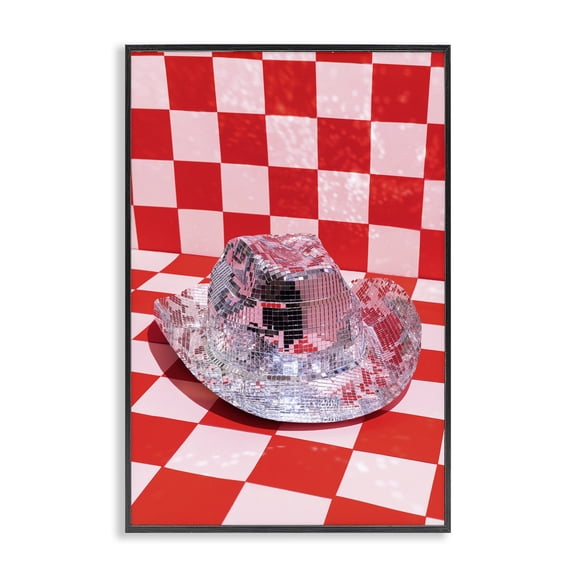 Stupell Industries Art Deco Disco Patterned Cowboy Hat Black Framed Giclee Art, 12 x 18, by LISH Creative