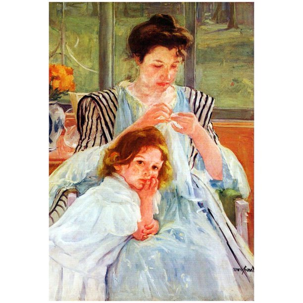 Mary Cassatt Young Mother Sewing Art Print Poster - 13x19 - Walmart.com
