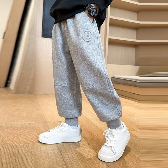 School Pants Straight Leg Fit Casual Pants for Boys Relaxed Fit for Boys Summer Clothes for Teens (Grey,11-12 Years)