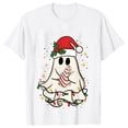 thumbnail image 3 of Camisetas de libro de fantasma de Navidad para mujer, ropa de libro de lectura de fantasma, camisetas de Navidad de manga corta, camisetas casuales de moda, Tops, 3 of 5