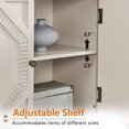 thumbnail image 4 of 33.6" Retro Wooden Sideboard Buffet Cabinet with Storage, Geometric Accent Display Cabinets with Adjustable Shelf, Media Console Credenza for Living Room/Entryway/Dining Room/Kitchen, White, 4 of 9