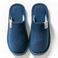 thumbnail image 3 of Gaexia Slippers Winter Linen Slippers Breathable Guest Slippers Indoor Slippers Non for Women Men At Home Hotel - w15-Navy, 3 of 6