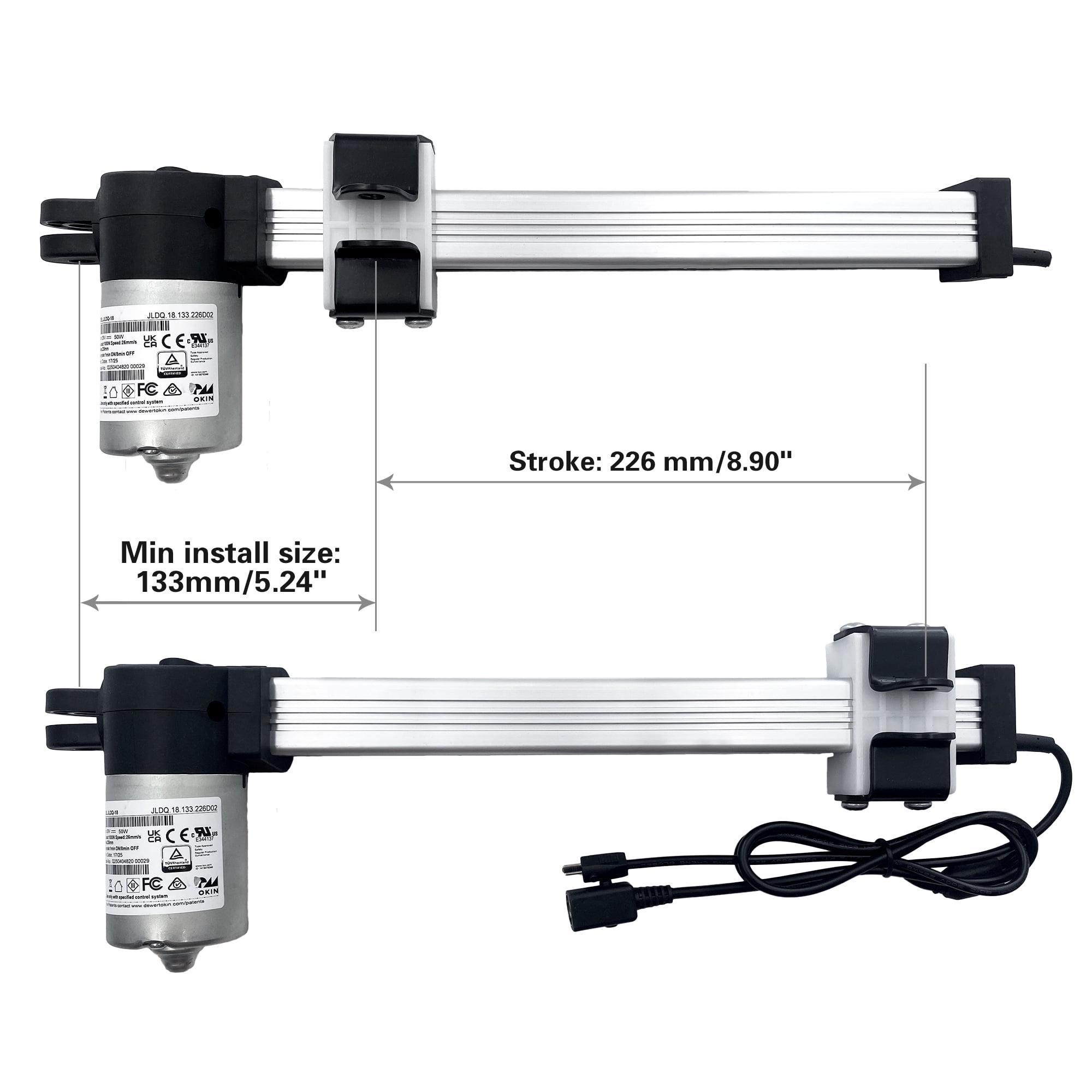 Okin Motor Model JLDQ.18.133.226D02 Linear Actuator Replacement for Power Recliner Electric Sofa Lift Chairs