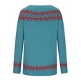 thumbnail image 3 of VISALY Isle Sweater Top Oversized Dressy Tops Soft Warm Cozy Soft Touch Funnel Merino W.ool Seamless Sweater Sweaters for Women Cropped Sweater Boho Pattern Pullover Oversized Sweaters Blue L, 3 of 7