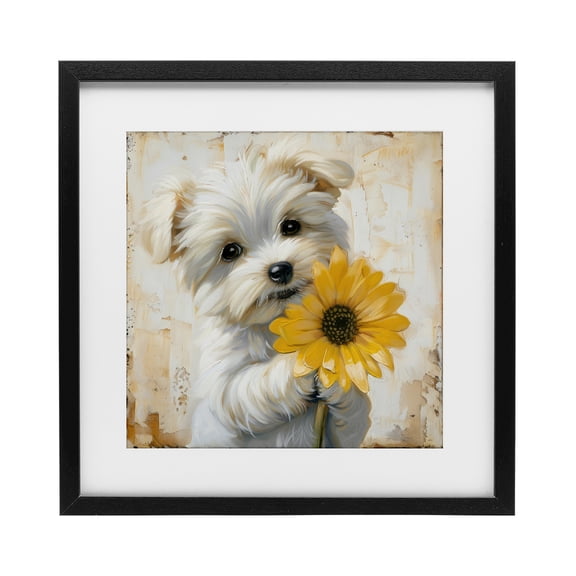 Stupell Industries Little Lucky Puppy Black Framed Print Under Glass, design by Tina LeCour