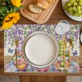 thumbnail image 4 of Blue Purple Gnomes Placemats Set of 6, Spring Vintage Hydrangea Flower Leaf Placemats for Dining Table, Place Mats for Kitchen Tabletop, Waterproof Wipeable Dining Table Mats Set, 4 of 9