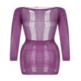 thumbnail image 4 of Femmes Sexy Crochet Tricot Creux sur la Robe Manches Longues Backless Slim Fit Parti Club Nuit sur Mini Robe Cover Ups, 4 of 7