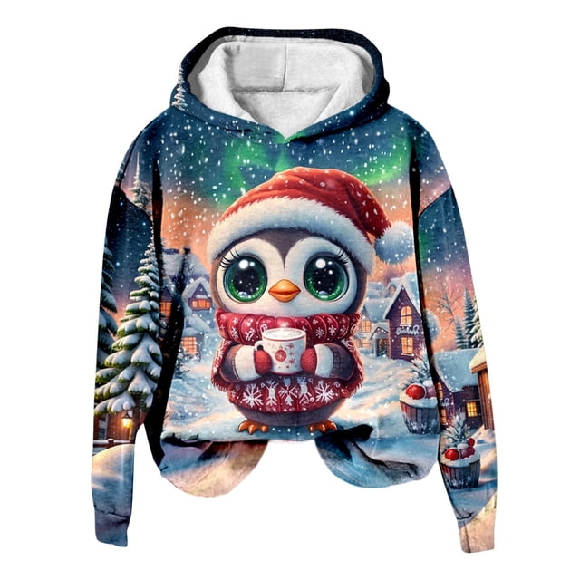 WEAIXIMIUNG Sweatshirts pour Femmes Tendance Décontracté Imprimé Col Rond à Capuche