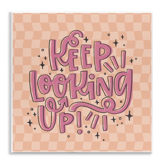 Stupell Industries Keep Looking Up on Checkered Inspirational Painting Unframed Art Print Wall Art, 12 x 12