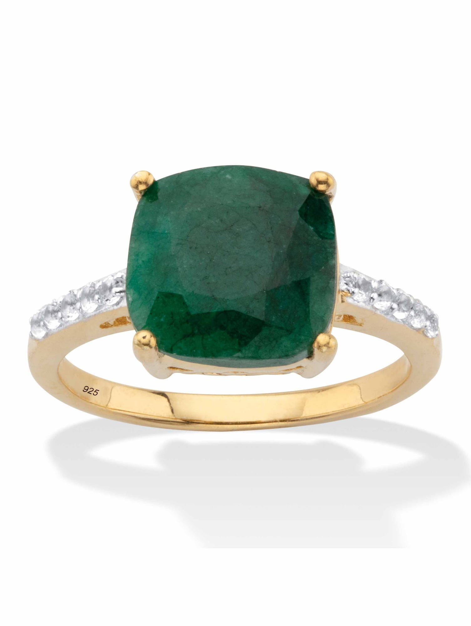 Emerald Sun & Diamond Moon Gemstone Yellow Gold Filled Women Lady Party Rings