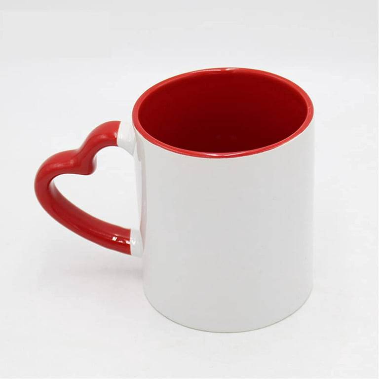 12 PACK 11 oz. RED Inner and WHITE Handle- Ceramic Sublimation Blank Mugs-  Individually Packed in a Protective Gift Box