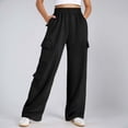 thumbnail image 5 of Cargo Sweatpants for Women 2026 Fall Winter Elastic High Waist Wide Straight Leg Casual Loose Sweat Pants with Pockets, 5 of 7