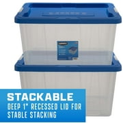 (Pack of 6) HART 68 Quart Latching Plastic Storage Bin Container, Clear