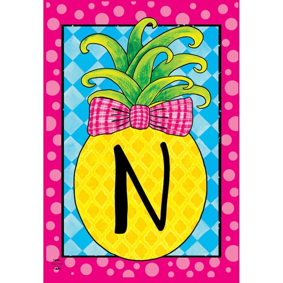 Briarwood Lane Summer Garden Flag 12x18 For Outdoor Pineapple Monogram Letter N For Summer Garden Flag Flags For Outside