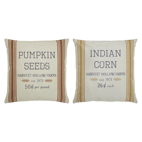 VHC Brands Harvest Hollow Pillow Cover Set of 2 16x16, Decorative Fall Throw Pillow Covers, Primitive Decor for Fall and Thanksgiving