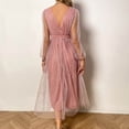 thumbnail image 4 of EGNMCR Robes de Soirée pour Femmes, Robes Formelles pour Femmes, Robes de Cocktail pour Femmes à Manches Longues Robe à Col en V Mode pour Femmes à Manches Longues Col en V Robe de Cocktail de Fête en Maille Unie avec Effet Bronzé Robe pour Femmes, 4 of 7