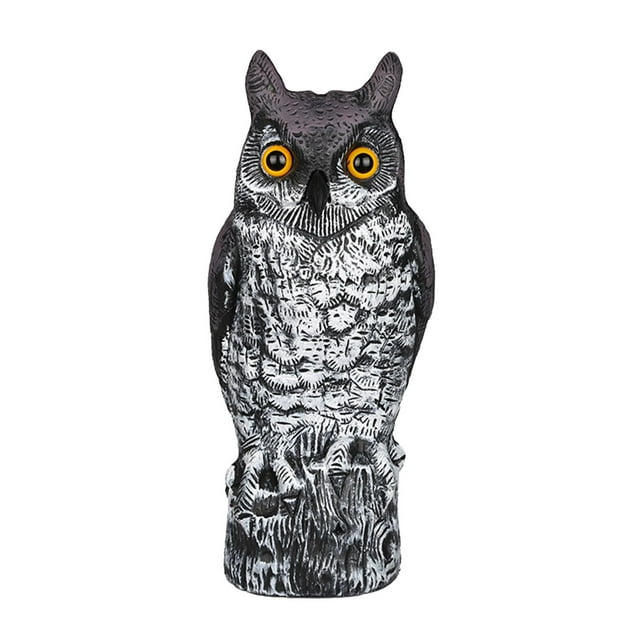 Espantapájaros de señuelo natural con búhos falsos. Decoración de jardín aterradora. Protección contra plagas. El 14x41cm