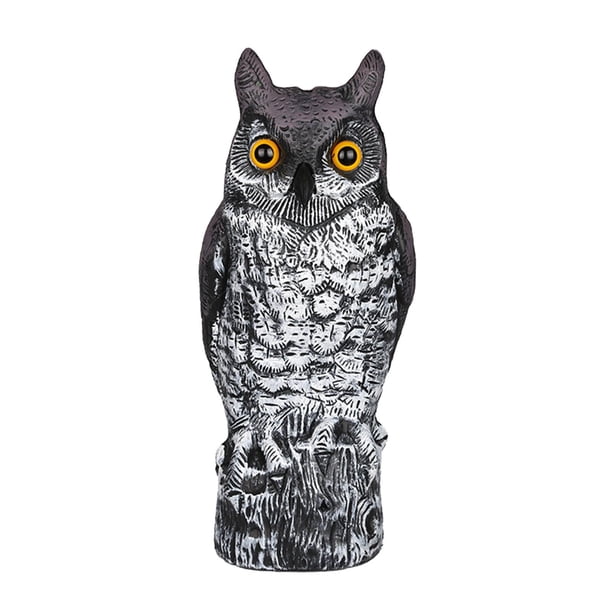 Espantapájaros de señuelo natural con búhos falsos. Decoración de jardín aterradora. Protección contra plagas. El 14x41cm