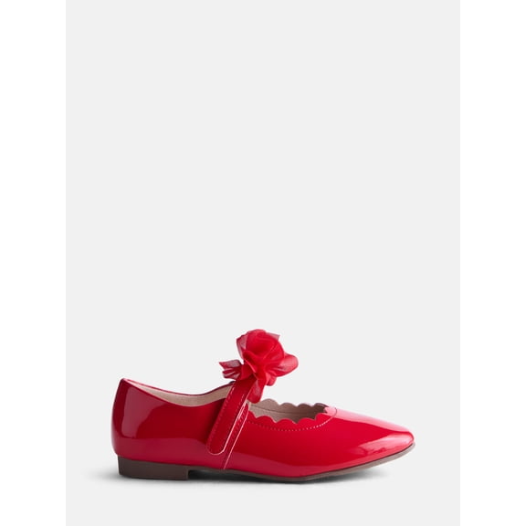 Wonder Nation Little Girls and Big Girls Scallop Ballet Flats with Tulle Bow