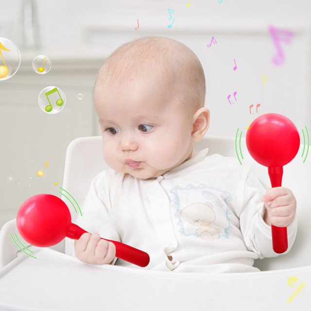 TIMIFIS Children Sand Hammer Prop 7.5 Inches 19cm There Are 5 Colors Available Orff Musical Instrument Game Toy Children's Musical Instrument Round Head Plastic Sand Sinker Education