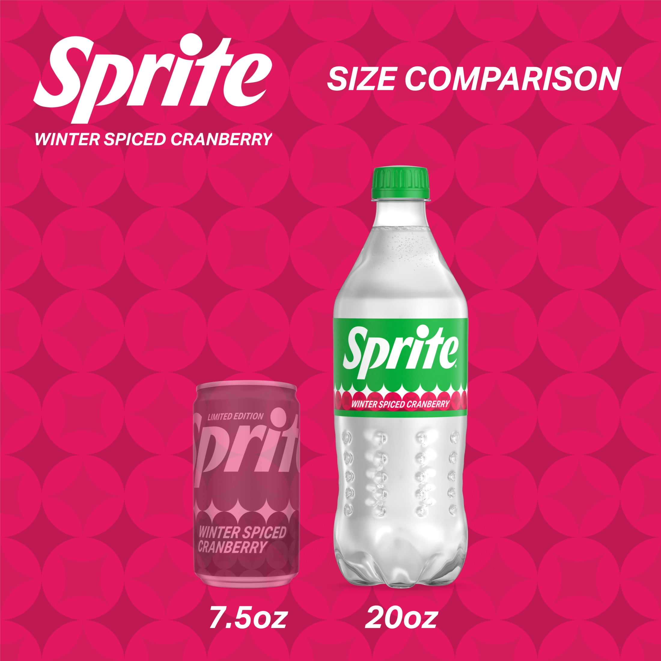 (5 pack) Sprite Winter Spiced Cranberry, Lemon Lime Soda Pop, 20 fl oz Bottle