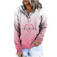 thumbnail image 1 of ICHUANYI Clearance Women's Print Gradient Color Loose Long Sleeve Button Hoodie Sweater Top(Pink, L) ICHUANYI WER2023081513389, 1 of 4