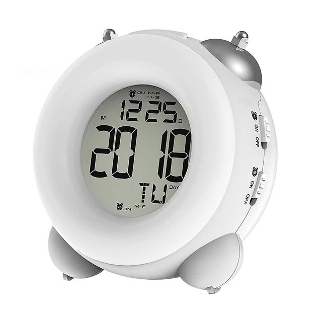 Reloj Digital Simple, alarma fuerte, funciona con pilas, fácil de configurar, campana doble electrónica, despertador, reloj Lcd portátil para niños oso de fresa Hogar