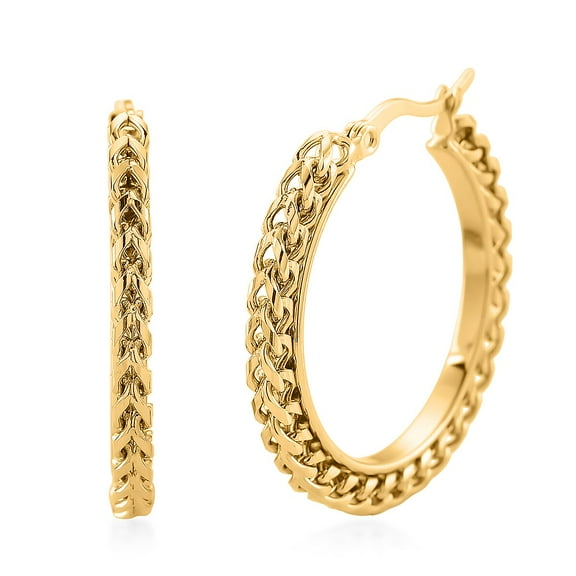 Criss Cross Hoop Earrings in ION Plated Yellow Gold Stainless Steel Christmas Gifts