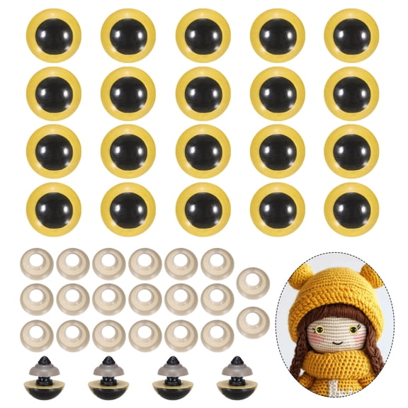 Uxcell 18mm Safety Eyes, 20Pcs Realistic Doll Crocheting Safety Eyes with Washers for Decor Crochet Accessories Dolls Craft Halloween, Yellow