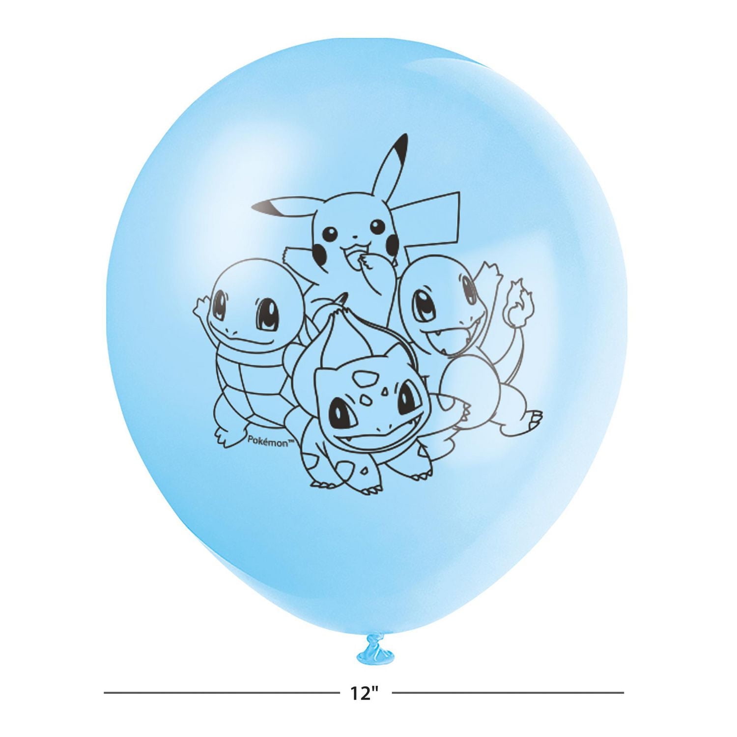Pokémon Latex Balloons, 12in, 6ct, Measures 12" when inflated