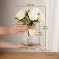 thumbnail image 7 of NiHome Artificial White Roses in Elegant Clear Glass Vase, Realistic Silk Flowers with Heart and Ball Pendants for Dining Table, Coffee Table, Farmhouse, Bathroom, Living Room and Home Office Décor, 7 of 7