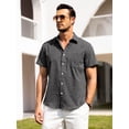 thumbnail image 6 of Youclos Men's Button Down Shirt Linen Short Sleeve with Pocket, 6 of 7
