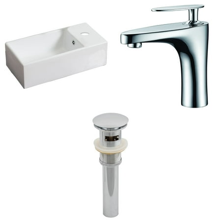 Rectangle Single Hole - American Imaginations 18-in. W x 10-in. D Rectangle Vessel Set In White Color With Single Hole CUPC Faucet And Drain