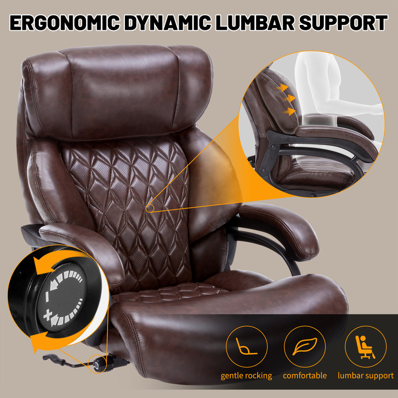 Qusaphy Big and Tall 800 lbs Heavy Duty Executive Office Chair, Ergonomic High Back PU Leather Computer Chair with Massage Footstool