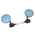 thumbnail image 2 of Handlebar Rear View Mirror, Blue Glass Round CNC Aluminum Alloy Wide View Motorcycle Side Mirror  For Scooters For 7/8in Diameter Handlebar, 2 of 8