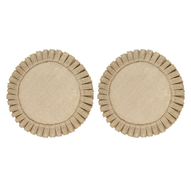 2Pcs Jute Placemats Retro Round Placemats Pastoral Style Table Mats Heat-resistant Place Mats