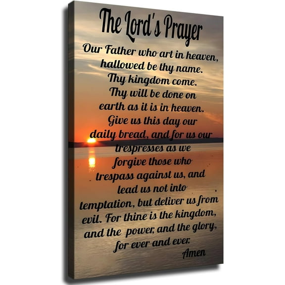 The Lord''s Prayer Bible Our Father Scripture Quote Christian Poster Canvas Wall Art Living Room Wall Art Bedroom Decor Prints Pictures. (12x18inch-No Framed)