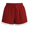 thumbnail image 5 of cocolona Womens Summer Casual Lace Shorts Solid Color Elastic Waist Drawstring Vacation Beach Shorts with Pocke, 5 of 5