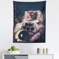 thumbnail image 1 of Space Cat Tapestry, Vintage Image Astronaut Kitty with American Flag Patriot Animal, Fabric Wall Hanging Decor for Bedroom Living Room Dorm, 5 Sizes, White Red and Dark Blue, by Ambesonne, 1 of 1
