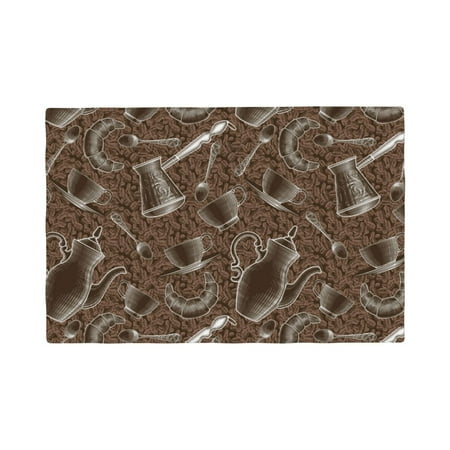 

Table Placemats Set of 6 - Coffee pots 12x18 In Faux Linen Double Heat Resistant Place Mats Cloth Indoor/Outdoor Placemats Washable Table Mats for Dining Kitchen Party