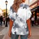 thumbnail image 5 of TaTaai Women's Printed V-Neck Top Short Sleeve Ruffle Trim Loose Fit Casual Summer Chic Blouse T-Shirt Daily Work Party Weekend Gift, 5 of 7