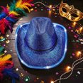 thumbnail image 2 of NOLDARES Halloween Sparkly Kids Cowboy Hat Boys Girls Western Glitter Cowgirl Party Hats(Blue,9-15 Y), 2 of 5