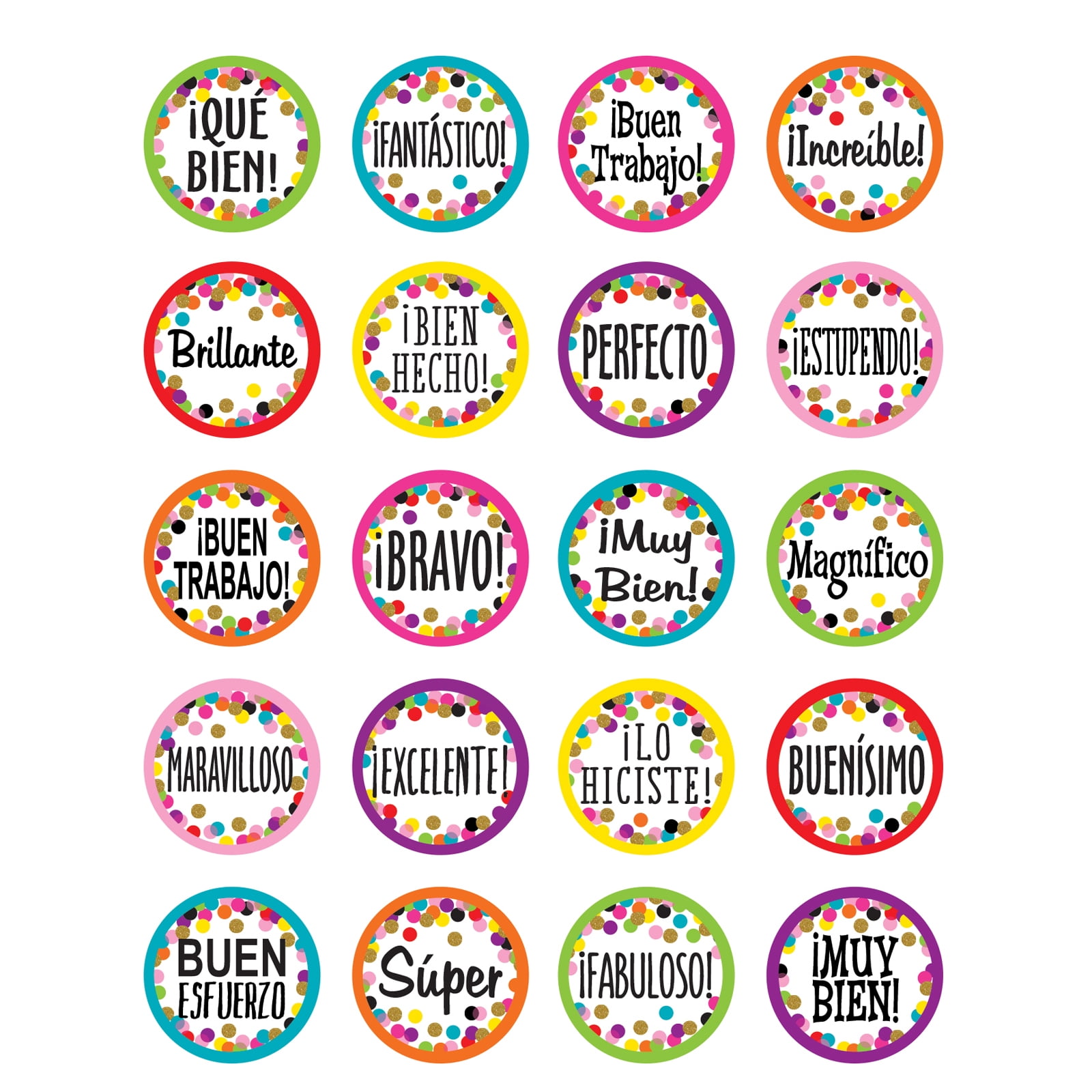 Teacher Created Resources Confetti Spanish Stickers, 120 Per Pack, 12 Packs