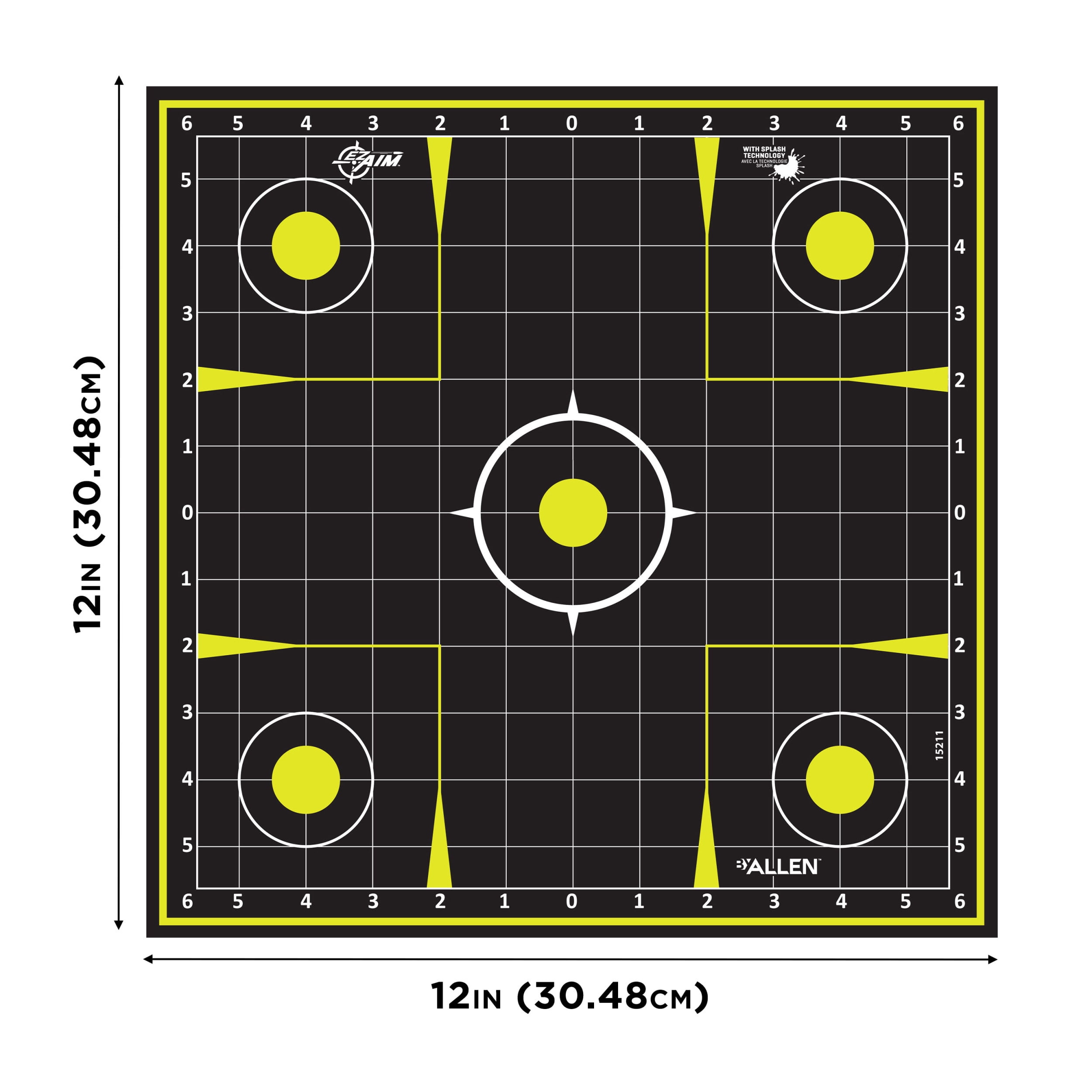 Ez Aim Splash Paper Shooting Targets, Sight-in Grid, 12.5", 30-Pack, Black