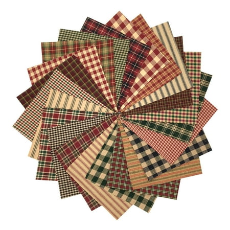 Cranston Christmas Fabric 40 Rustic Christmas Homespun 6 inch Quilt Squares Charm Pack by JCS Fabric ()