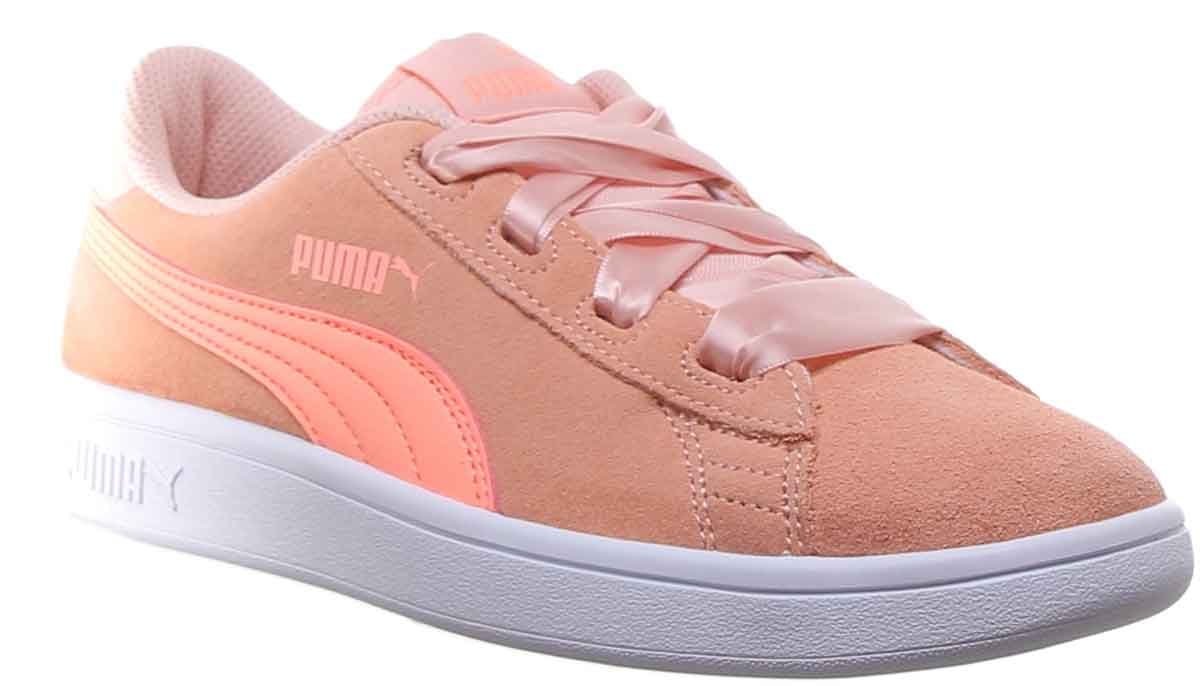 completamente Género seno Puma Smash V2 Ribbon Youth Bold Lace Up With Memory Foam Sole Sneakers In  Peach Size 4.5 - Walmart.com