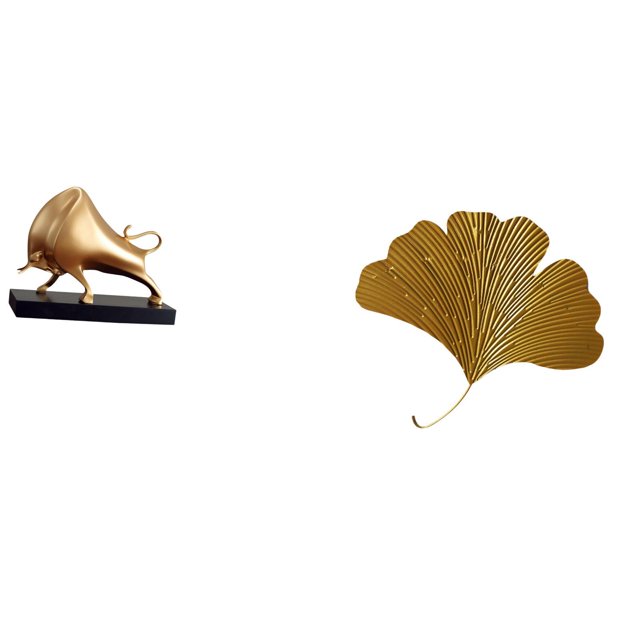 Escultura Abstracta De Buey Y Hojas De Ginkgo Para Sala De Estar, Dormitorio, Oficina, Decoración De Mesa Y Pared, Entrada, Comedor, Hotel, Restaurante, Casa De Campo.