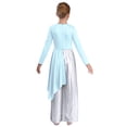 thumbnail image 2 of TSSOE Girls Long Sleeve Lyrical Praise Dance Dress with Metallic Wide Leg Pants Overlay Worship Gowns Light Blue 14, 2 of 5