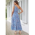 thumbnail image 3 of Vestido Maxi Floral Azul PRETTYGARDEN para Mujer con Nudo y Hombro Descubierto Talla M, 3 of 8